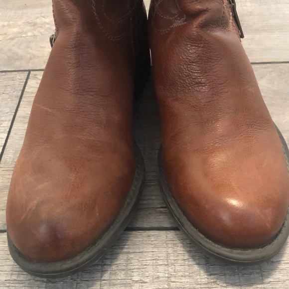 Franco Sarto Patina heeled cognac brown leather upper boots with side zipper - Picture 12 of 13